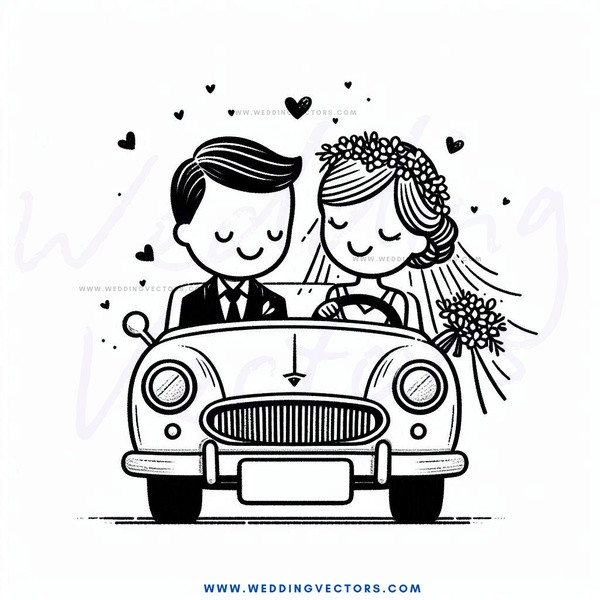 a couple in black and white car